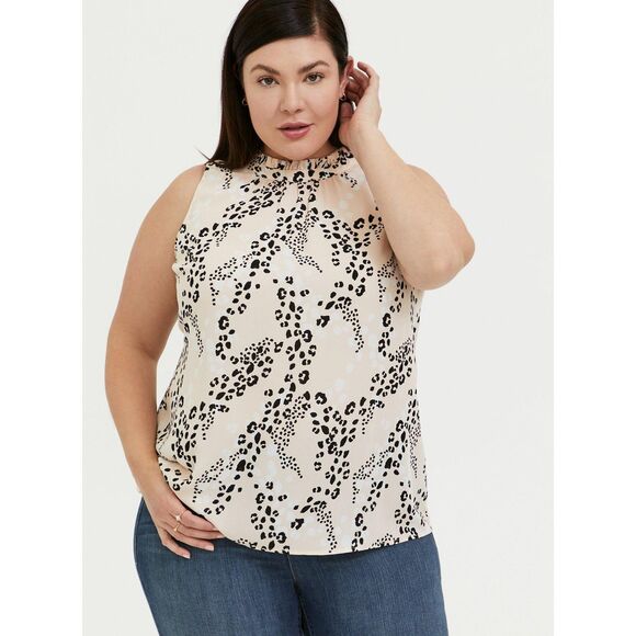Torrid Plus Size Georgette Mock Neck Tank Leopard Pink NEW Size 2 - Picture 8 of 8